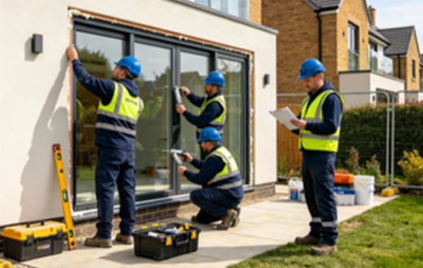 Local professional installation team fitting premium doors and windows on site